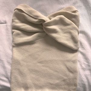 twist front tube top, says small but will also fit medium.